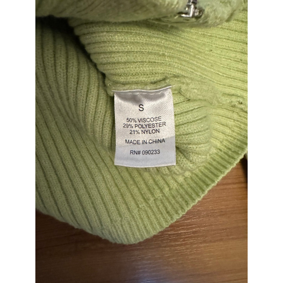 Y2K Neon Green Cropped Zip Up Sweater Rave Cyber Baby Fit - Picture 4 of 8